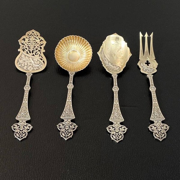 Cutlery set for "hors d'oeuvres" or sweets in Neo-Gothic style, by Maison Puiforcat