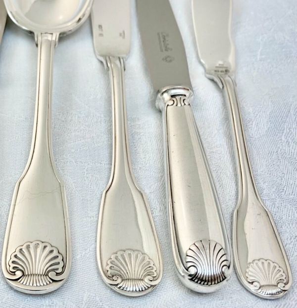 Christofle "Vendôme" or "Arcantia" collection canteen, 12 place settings, silver-plated