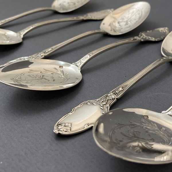 12 Ice cream spoons, sterling silver, Louis XVI style, Maillard, Paris, circa 1900