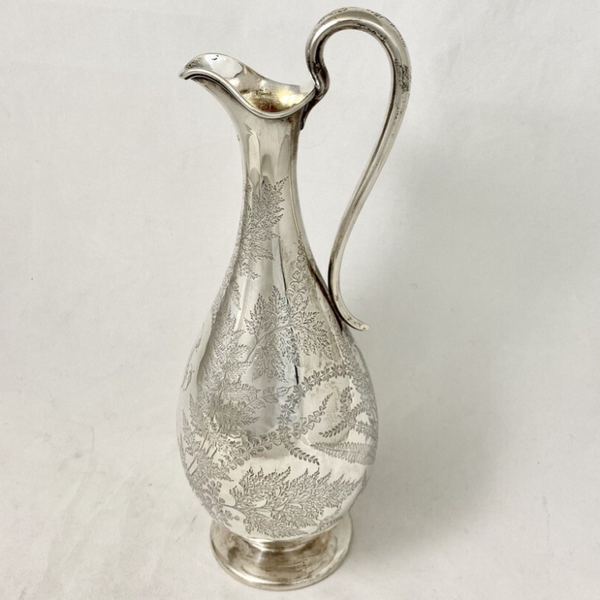 Claret jug or wine ewer, London, 1872, Barnard, plain silver