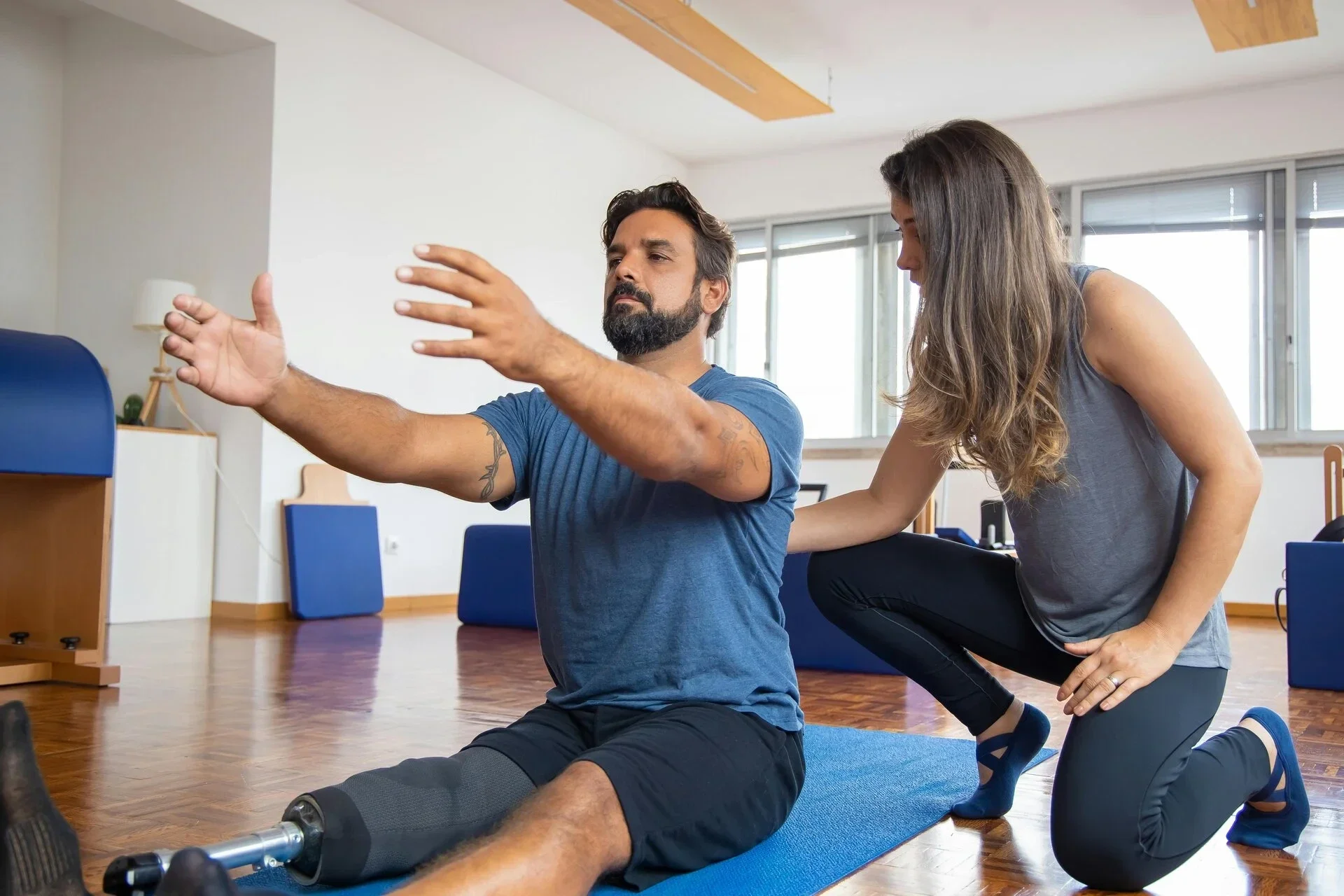 Coaching à domicile pour homme en réeducation.