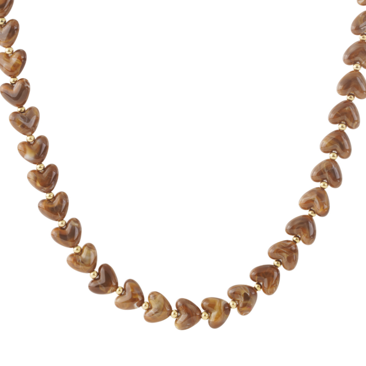 Kralenketting hartjes bruin