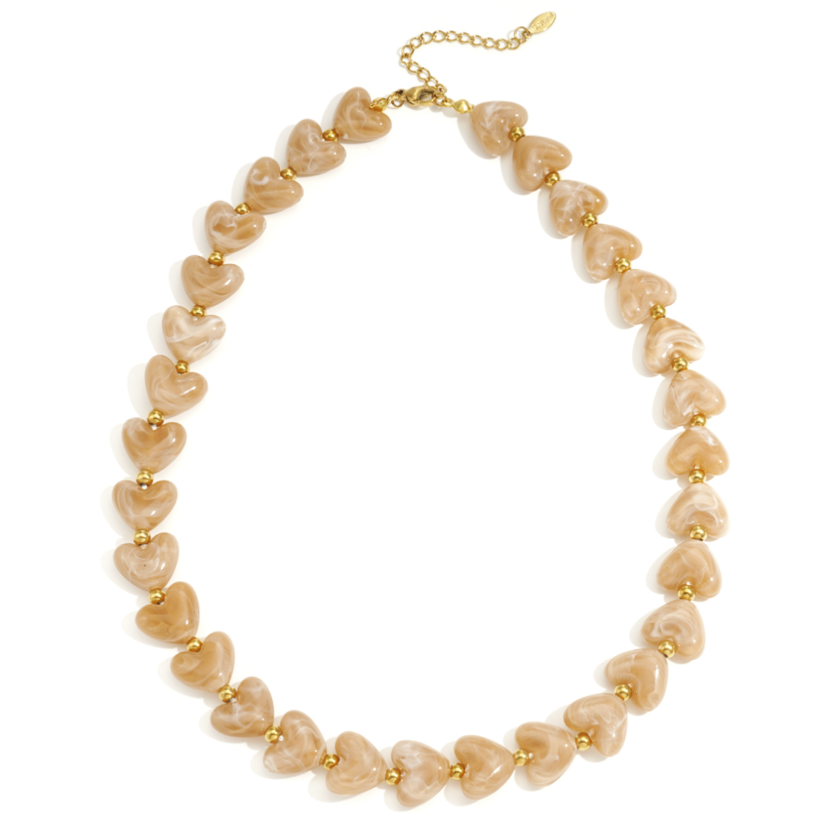 Kralenketting hartjes beige