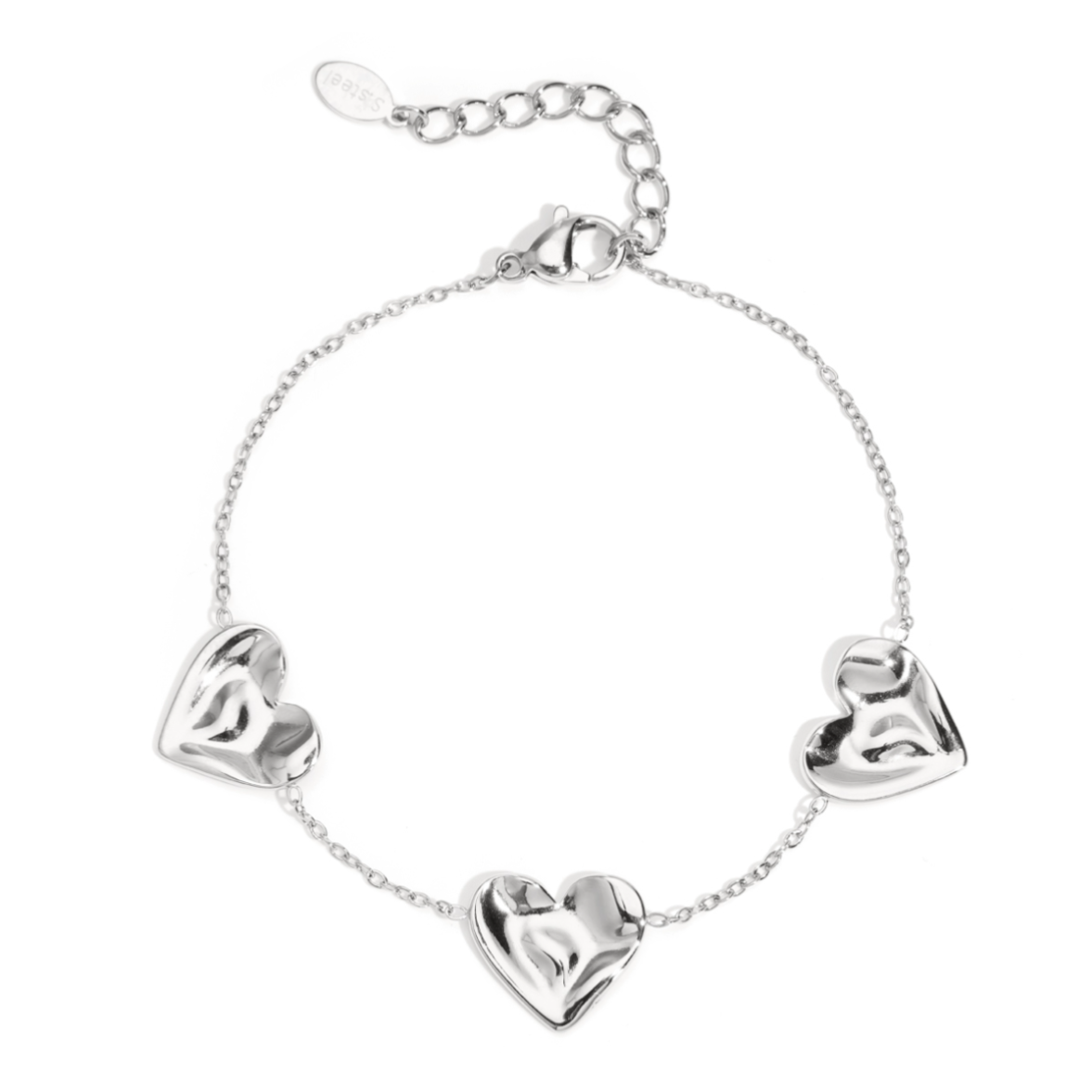 Hartjes armband zilver