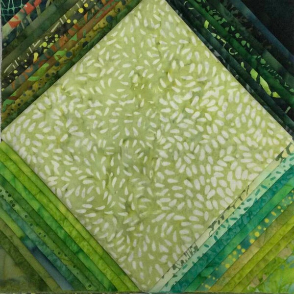“Australian Forest” 10” Squares Green Batiks