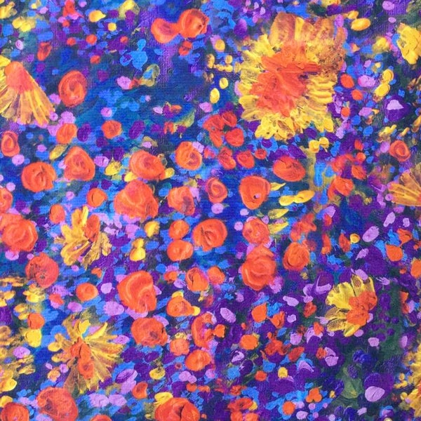 Painterly Petals - Meadow - Nature Blue/Orange per 25cm