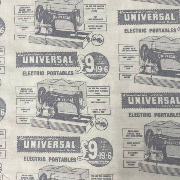 “Sewing Machine Ad” Devonstone Low Volume per 25cm