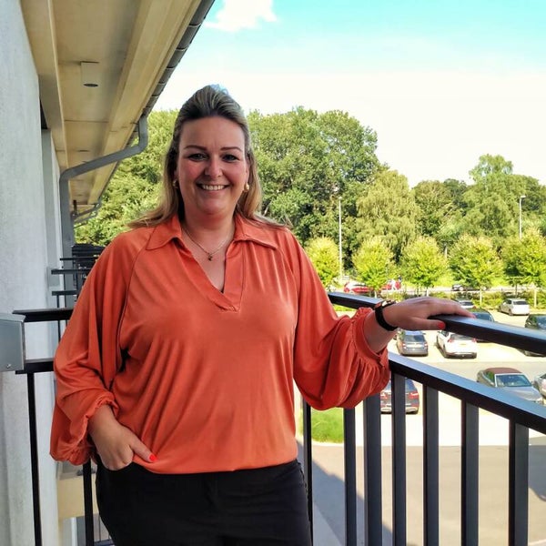 Blouse V-Hals met Pofmouw Koraal