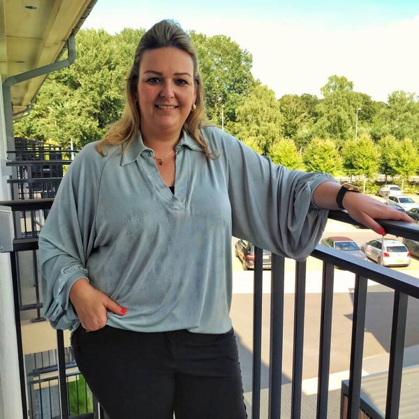 Blouse V-Hals met Pofmouw Grijs