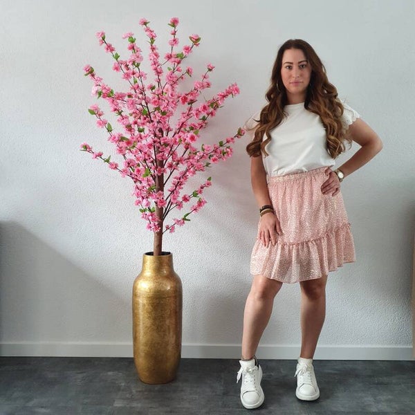 Roze rok met gouden accenten