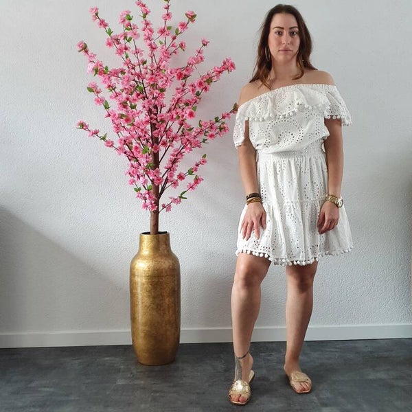 Wit Ibiza Setje met Broderie Topje