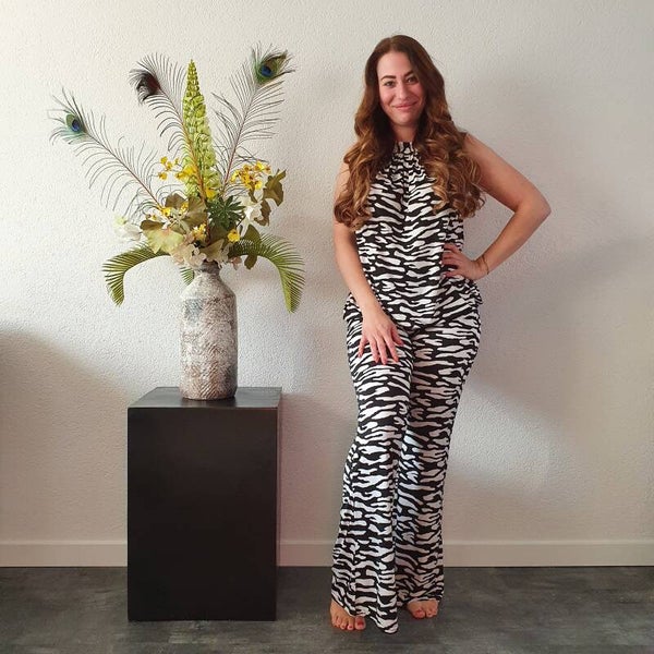 Flairpants met Top Zebraprint Zwart/Wit