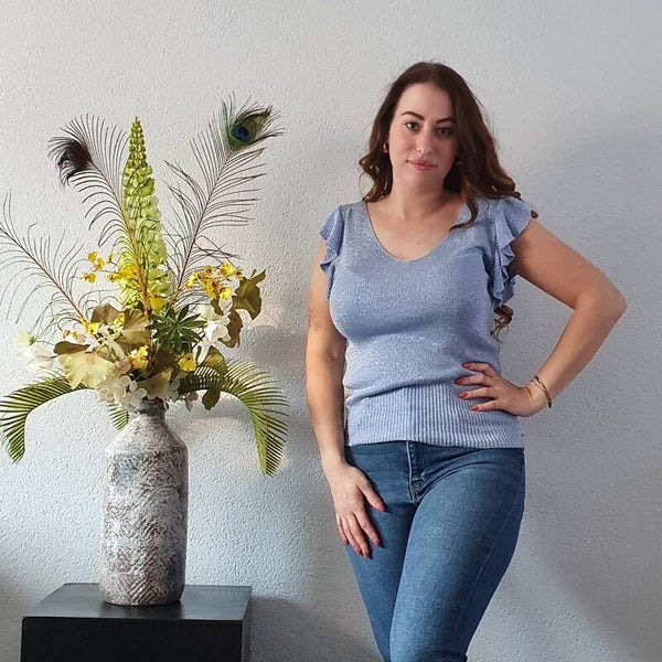 Glittertopje Lila V-Hals