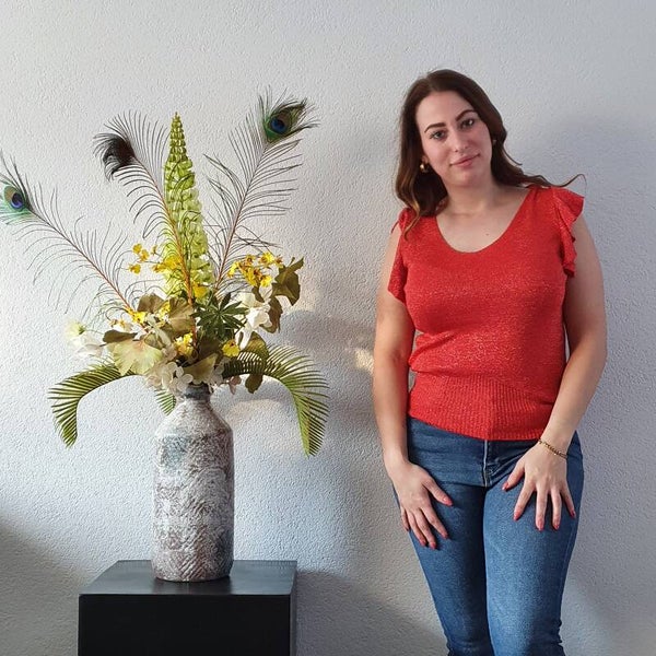 Glittertopje Rood V-Hals