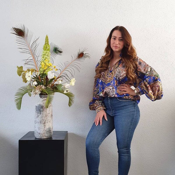 Kobaltblauwe Blouse met Barokprint