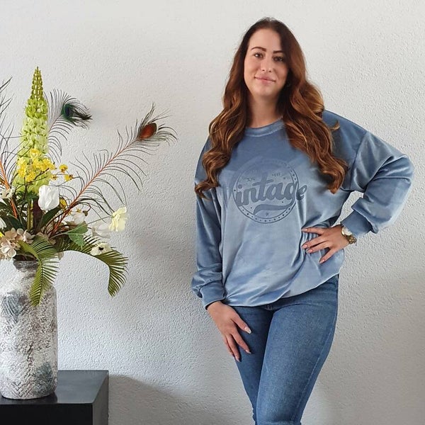 Velours Sweater Vintage Blauw