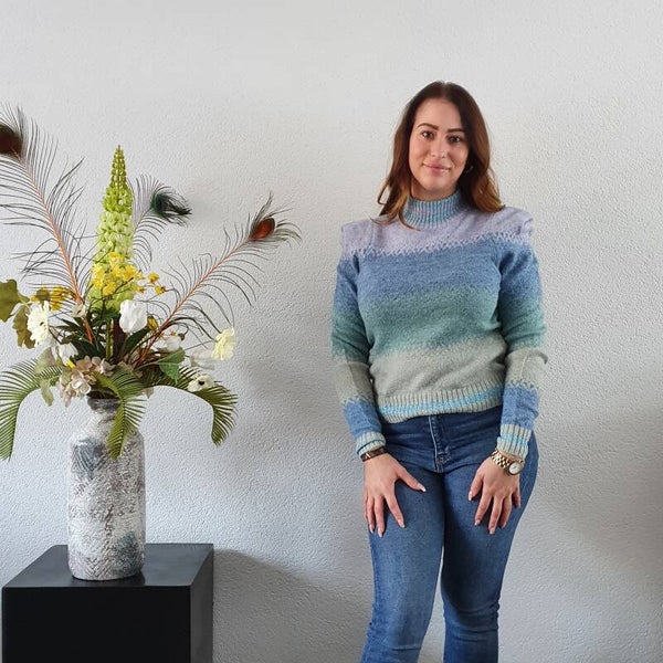 Trui Blauw Pastel hoge kraag