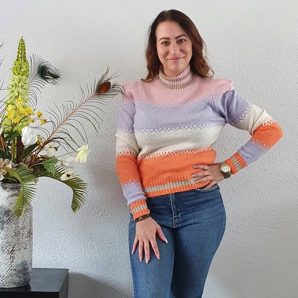 Trui Rainbow Pastel hoge kraag