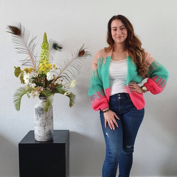 Vest Kort Zalm/Mint/Roze