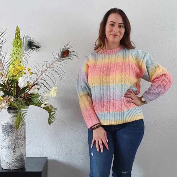 Trui Hairy Rainbow Ronde Hals