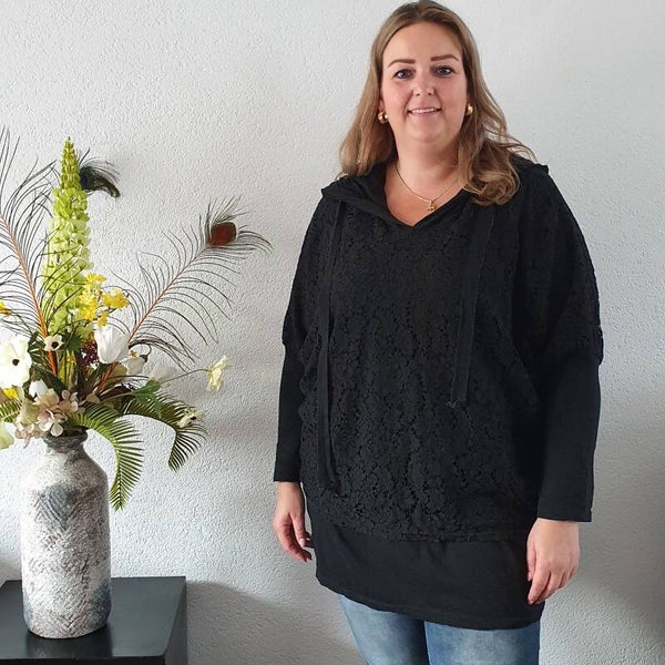 Tuniek Kant met Capuchon Zwart