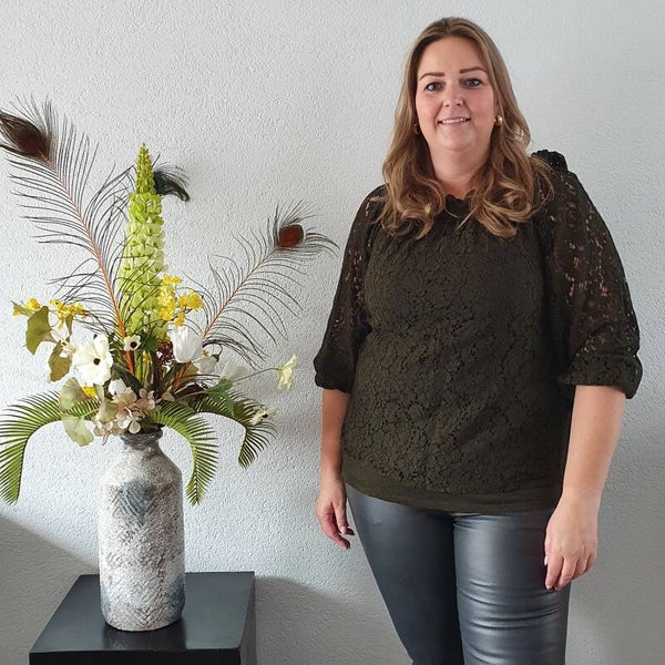 Top met kant Groen