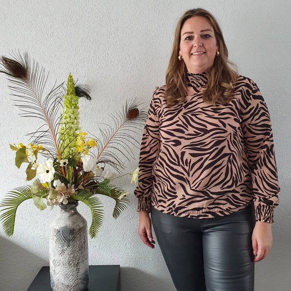 Top Zebraprint Beige/Zwart