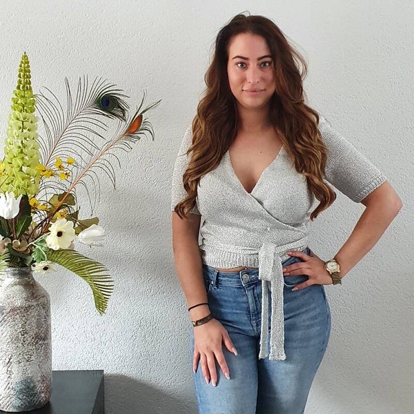 Grijs Lurex Topje Geknoopt