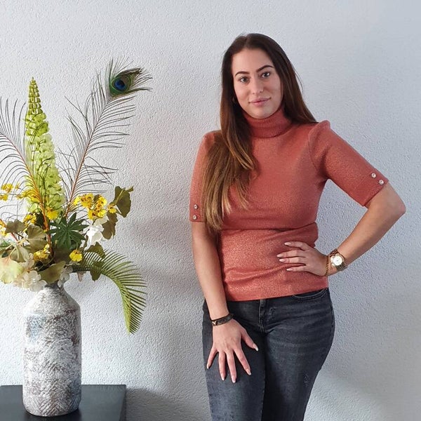 Lurex Koltruitje Korte Mouw Koraal