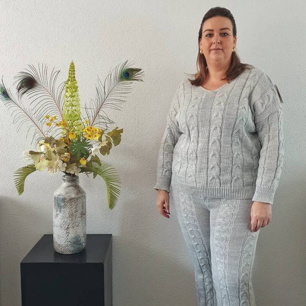 Comfy Huispak Grijs Kabelpatroon