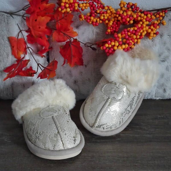 Metallic Wit Pantoffels