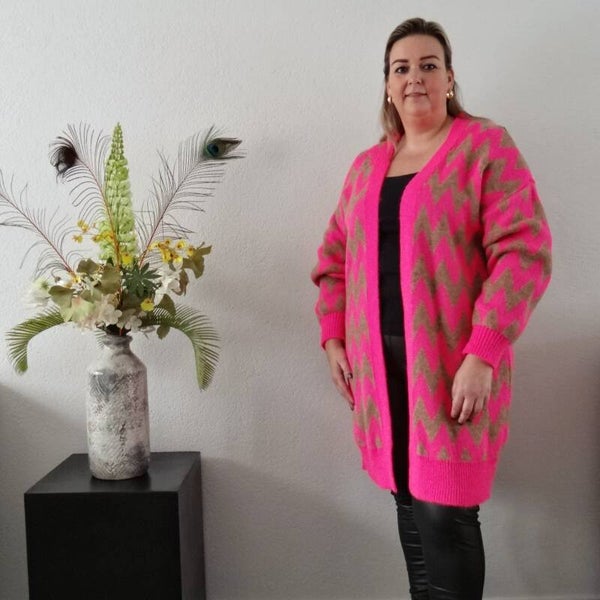 Vest Lang Camel/Roze