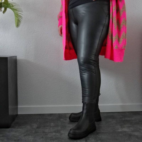 Lederlook Legging Zwart