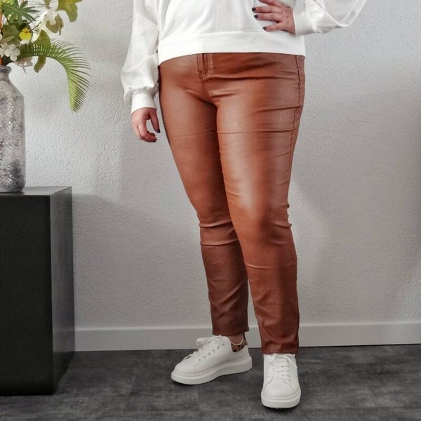 Monday Lederlook Broek Bruin