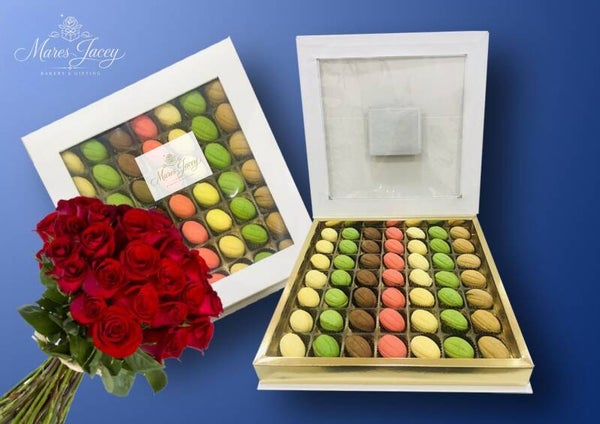 Roses and a Box of Cream-Filled Cookies Gifts