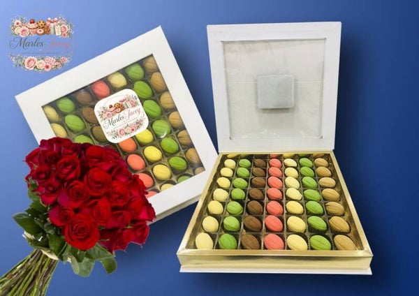 Roses and a Box of Cream-Filled Cookies Gifts
