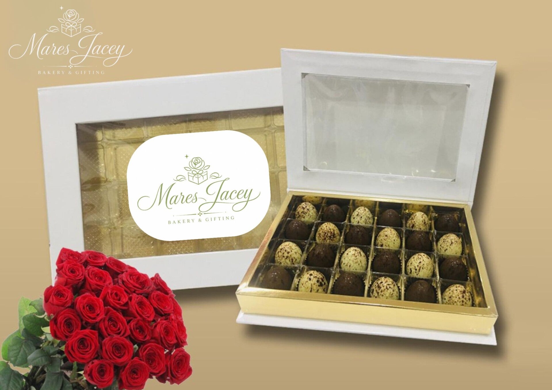 Roses and a Box of Egg Chocolates