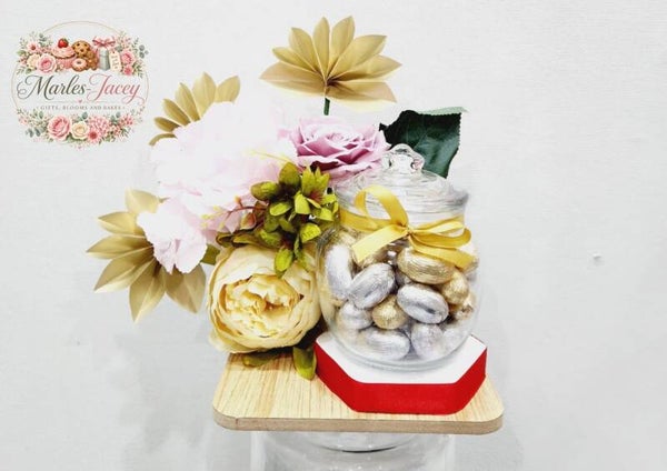 Golden Chocolate Floral Jar