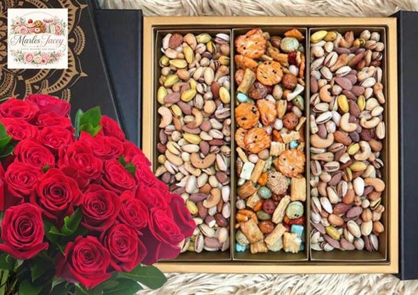 Roses and a Box of Mixed Nuts Gifts
