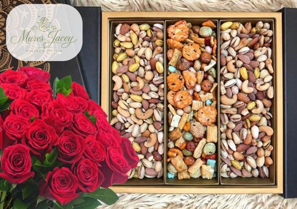 Roses and a Box of Mixed Nuts Gifts
