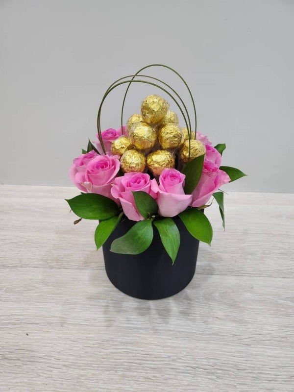 Pink Rose Chocolate Arrangement