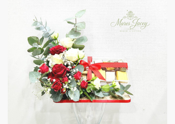 Luxe Red & White Floral Tray