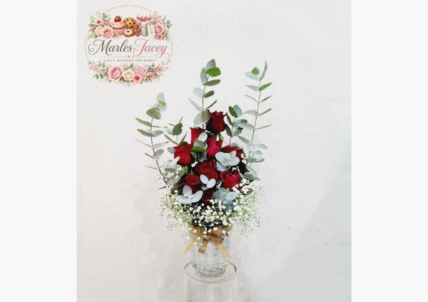 Romantic Red Rose Vase Arrangement
