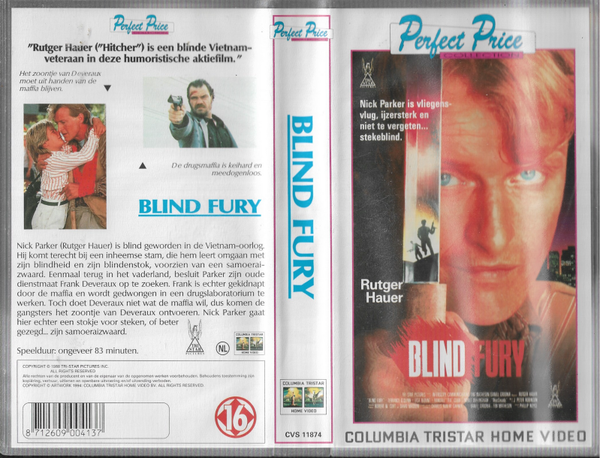 Blind Fury  ( Rutger Hauer ) VHS