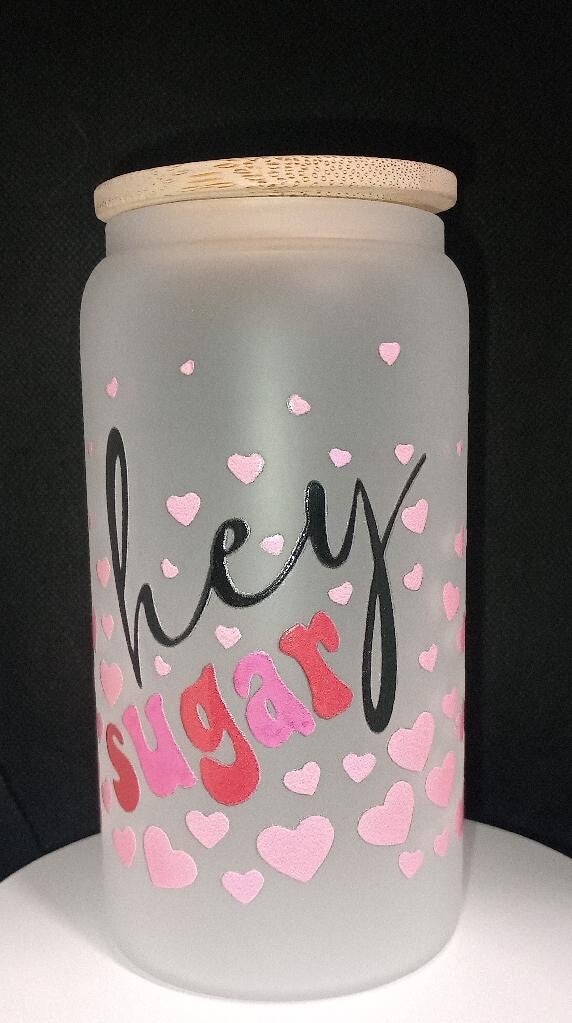 12 oz Frosted Glass w/ Lid and Straw