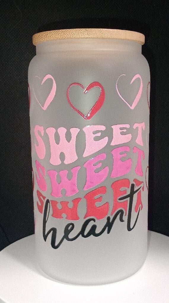 12 oz Frosted Glass w/ Lid and Straw