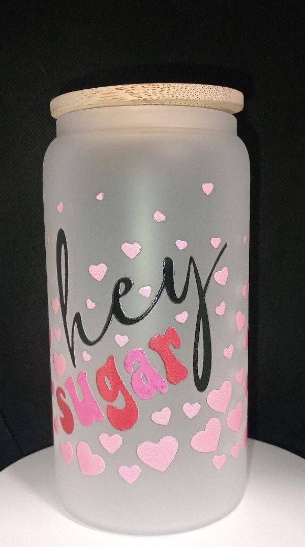 12 oz Frosted Glass w/ Lid and Straw