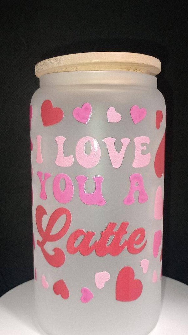 12oz Frosted Glass w/ Lid and Straw