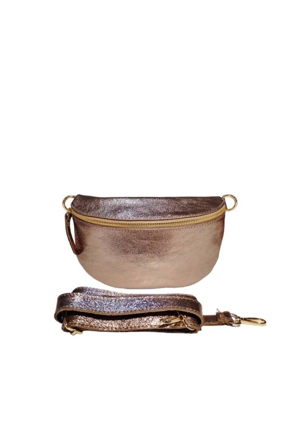 Sac banane cuir irise avec bandouliere BRONZE TAILLE PETITE