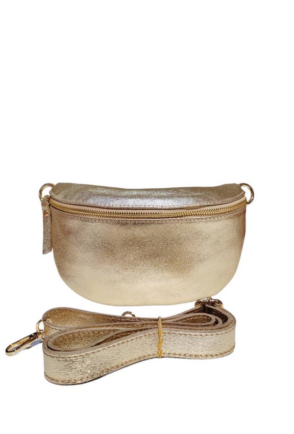Sac banane cuir irise avec bandouliere OR PETITE TAILLE